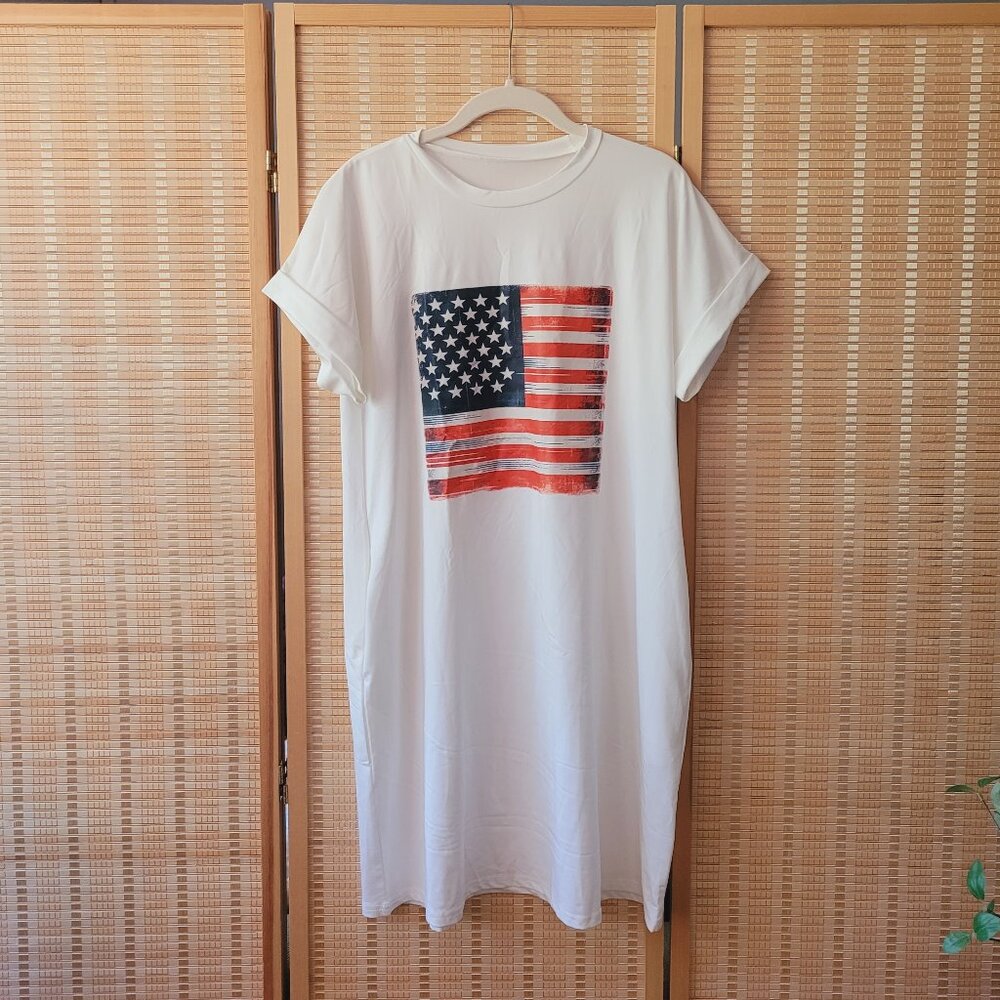 American Flag Large White-T Mini Dress